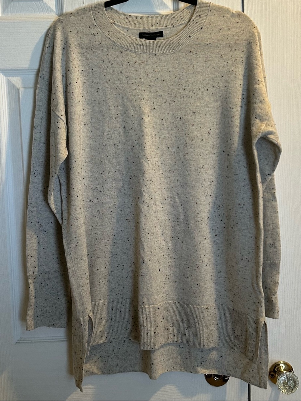 Catherine Malandrino Crewneck Speckled Merino-wool blend Sweater - Cream w/brown